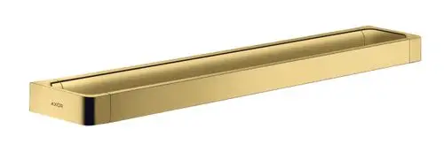 Reling in glänzender Goldoptik, flach und rechteckig, mit der Marke AXOR graviert. Ideal zum Halten von Handtüchern im Badezimmer.